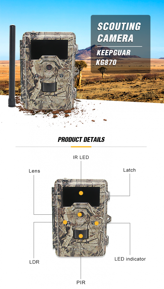 3G Wireless Garden Wildlife Camera , Motion Sensor Wildlife Video Camera