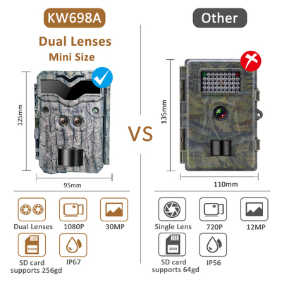 KW698A wildlife hunting trail camera dual-lens 2-sensors scouting camera 4K game camera easy to navigate simple to use