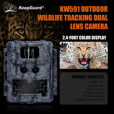 KW591 wildlife outdoor trail hunting camera no-glow Two sensor 1080P FHD Hunting Camera  night viison CMOS dual lens