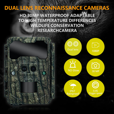 KW696 outdoor hunting camera dual-lens 30MP no-glow trail camera 1080p night vision 512G for