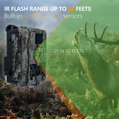 KW591 wildlife camera no-glow dual sensors 1080P waterproof IP67 0.4s trigger speed up to 512GB storage Hunting Camera
