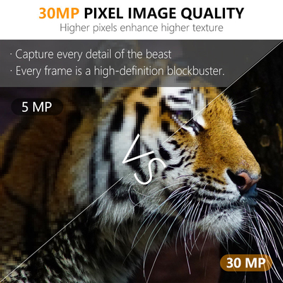 30MP No-Glow LED Trail Camera for Night Vision Hunting Game with 1080P Video and 512GB Memory Card Capacity