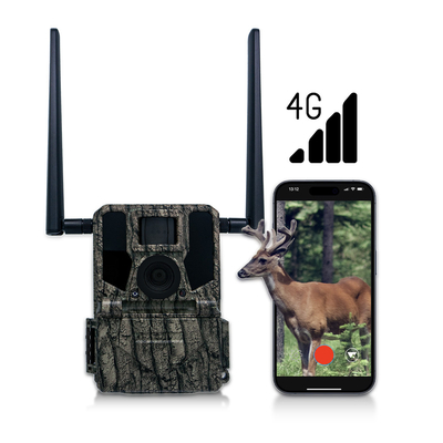 Hunting & Trail Cameras Solar Panel 4G Wireless Camera KW897 with Dual Antennas 100ft Night Range 36MP 2K Video at 30fps