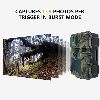 30MP Camouflage IP66 Waterproof Hunting Camera with PIR Sensor and 48pcs No Glow IR LEDs HD Hunting Cameras