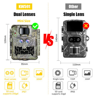 Sales Promotion 39USD Dual lens/Dual sensor Wildlife Game Camera 30MP 1080P No-Glow 940nm With Day And Night Sensor