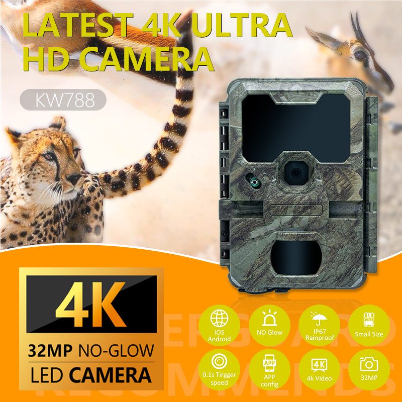 Wildlife Monitoring Camera Night Vision 0.1s Capture Speed  32MP 4K Hunting Camera Waterproof IP67 Animal Observation Camera hunting accessories