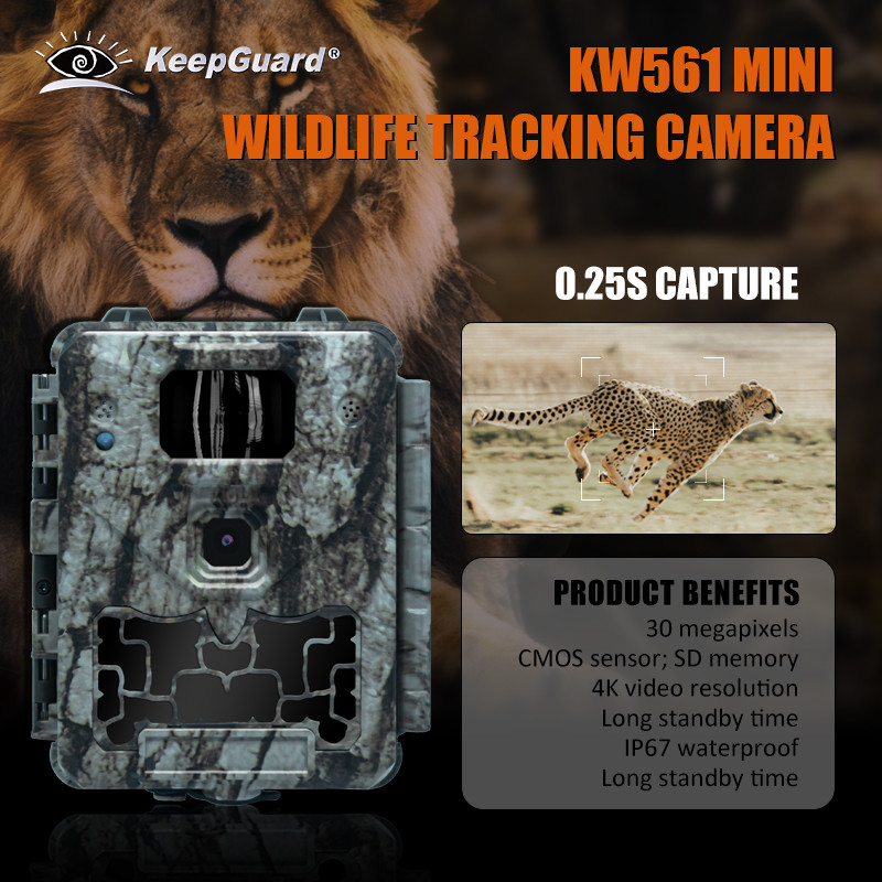 KW561 Wildlife Trail infra Cam Mini 30MP 0.25s Speed 4K Video Resolution Waterproof CMOS Sensor SD Memory night vision