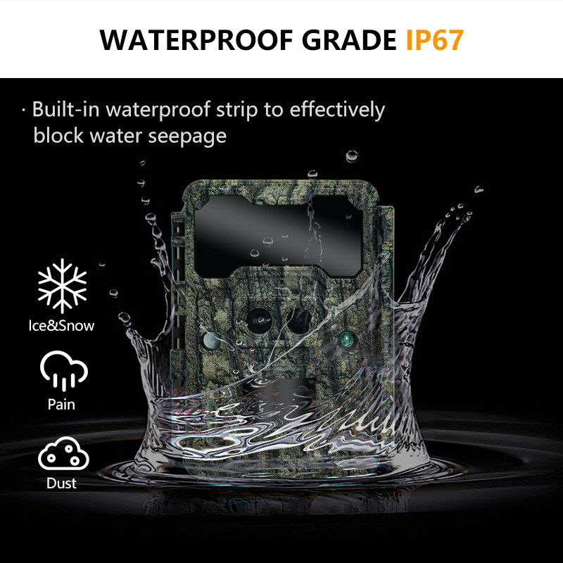 Outdoor hunting camera KW696 dual-lens 30MP waterproof IP67 1080p night vision up to 512GB storage no-glow trail camera