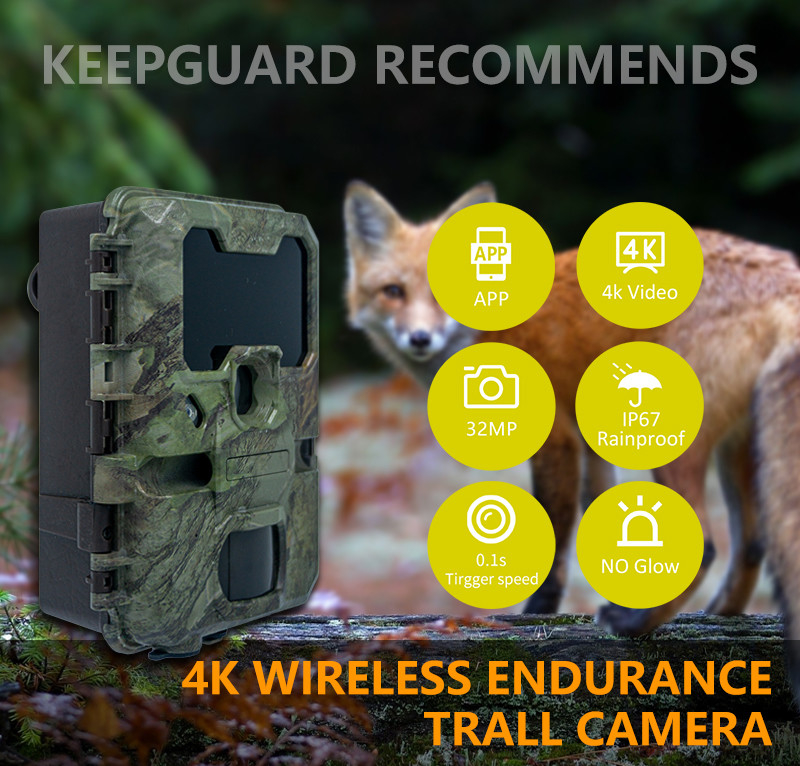 WIFI trail Camera KW866 waterproof IP67 OEM/ODM up to 512GB Storage SD Memory Card 32MP 4K wildlife camera