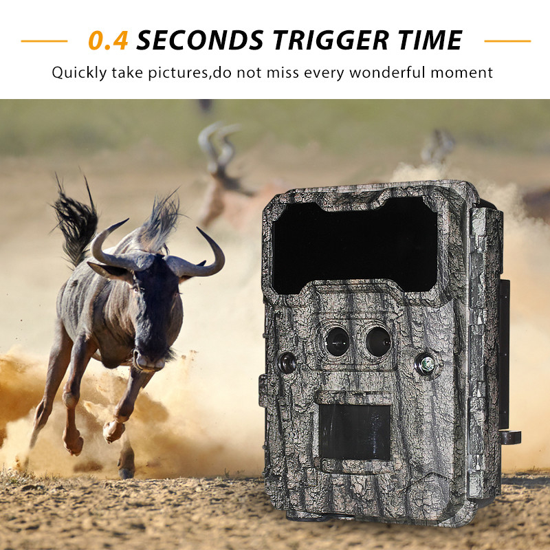 Outdoor hunting camera KW696 dual-lens 30MP waterproof IP67 1080p night vision up to 512GB storage no-glow trail camera